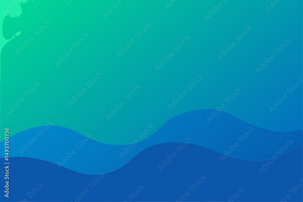 Fototapeta premium Abstract wavy gradient design in shades of blue and green on a white background