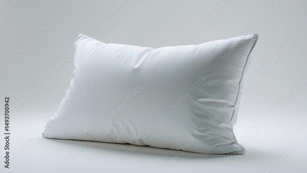 Obraz premium One fluffy white pillow placed on a white surface