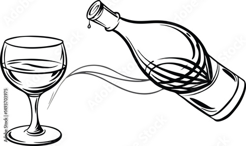 Wine Bottle and Glass