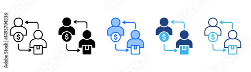 Transaction Icon Set With Multiple Style Collection 