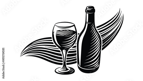 Wine Bottle and Glass