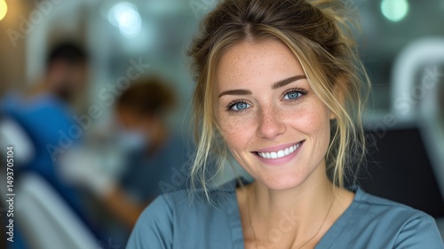 Wallpaper Mural Cheerful young woman with natural smile indoors Torontodigital.ca