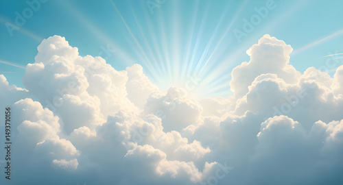 Clouds and sun, Sunny weather, Partly cloudy, Sun behind clouds, Cloudy sky, Sunshine illustration, Blue sky with clouds, Sun and clouds vector, Cartoon clouds and sun, Weather icon, Happy sun and clo