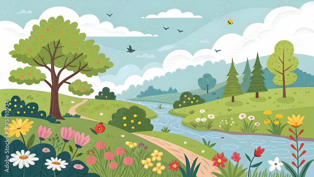 Fototapeta premium Landscape nature vector illustration 