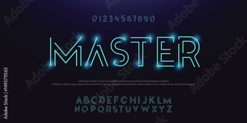 Creative Outline Double line monogram alphabet and tech fonts. Lines font regular uppercase and lowercase. Vector illustration.