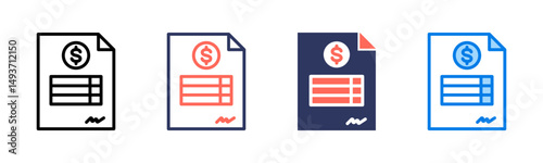Invoices icon sheet multiple style collection