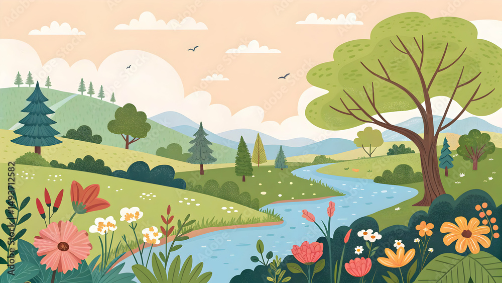 Naklejka premium Landscape nature vector illustration 