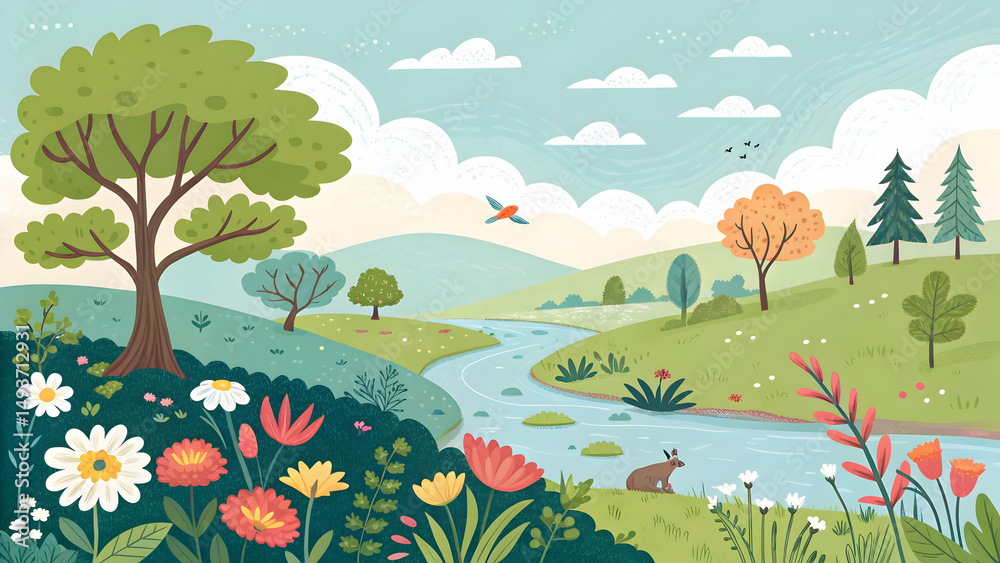 Obraz premium Landscape nature vector illustration 