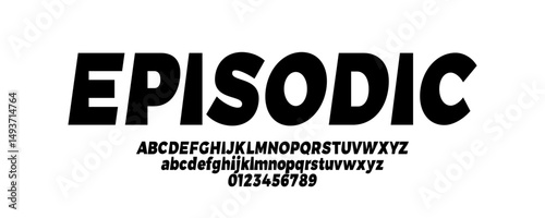 Episodic bold slanted font with uppercase and lowercase letters