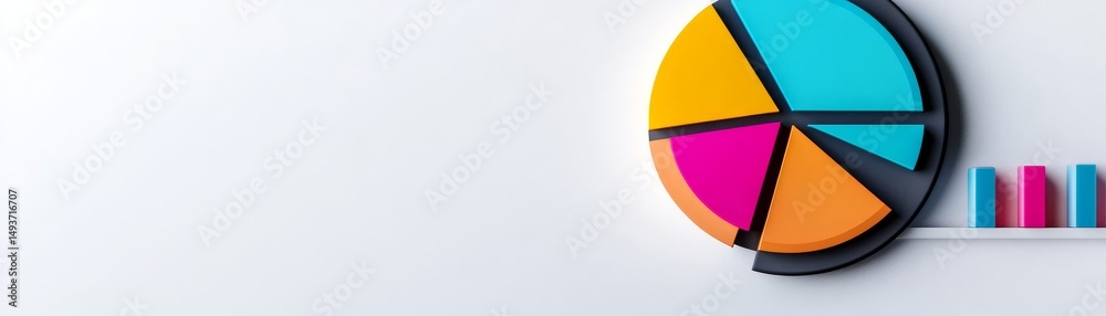 Obraz premium Colorful Pie Chart Segments on White, data , statistics