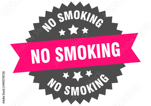 no smoking. no smoking round pink label isolated on transparent background