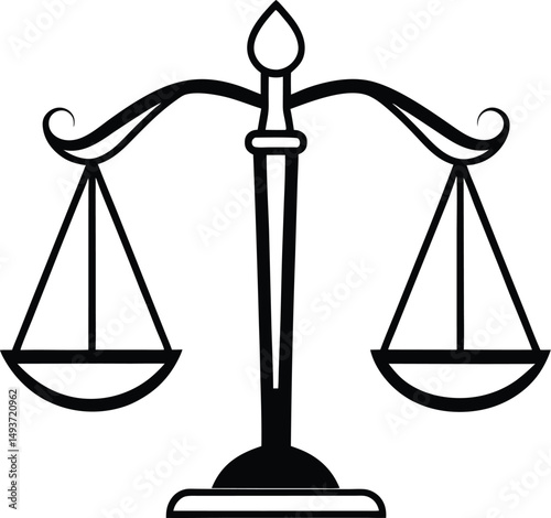 Justice scale silhouette, Justice scale icon, law balance symbol