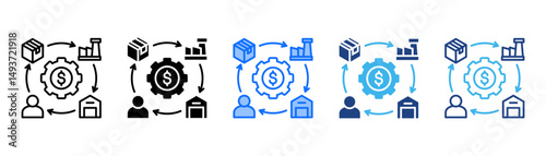 Value Chain Icon Set With Multiple Style Collection 