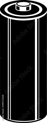 Black and white illustration of an aa battery icon for energy and power concepts