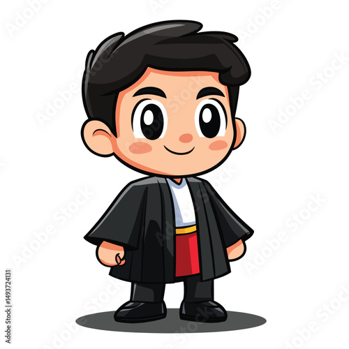 Cartoon Character in Formal Attire Exuding Childlike Charm