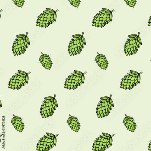seamless pattern with green hops