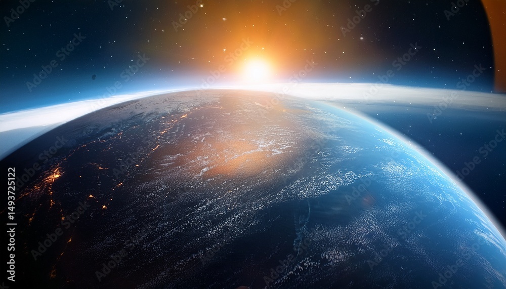 Fototapeta premium planet in space and sun