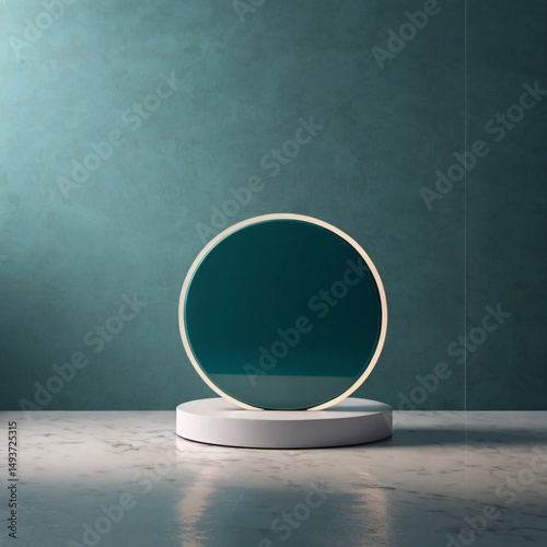 Minimalist Product Display with Elegant Pedestal and Abstract Geometric Object in Studio Setting
