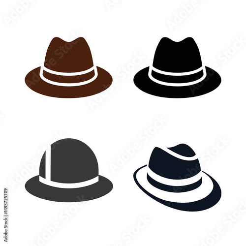 collection of hats vector illustration silhouette icon on white background