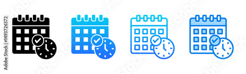 Scheduling icon sheet multiple style collection