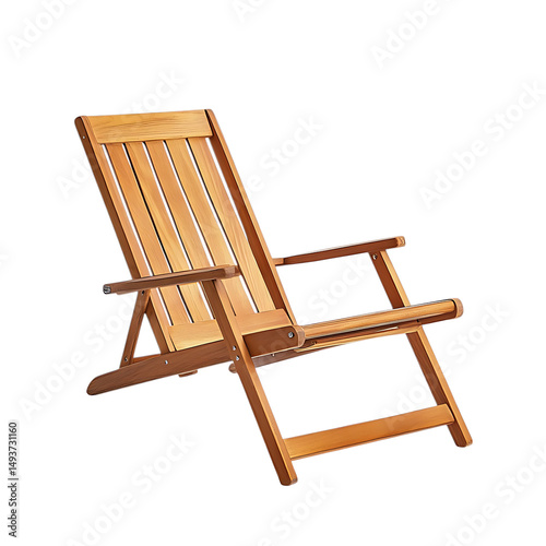 Minimalist Fold Away Wooden Beach Chair with a Slee Isolated on Transparent Background