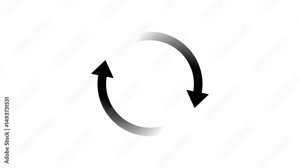 Circle arrow refresh and reload icon animation with loading progress on white background.