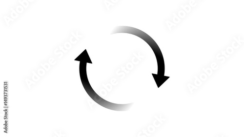 Circle arrow refresh and reload icon animation with loading progress on white background.