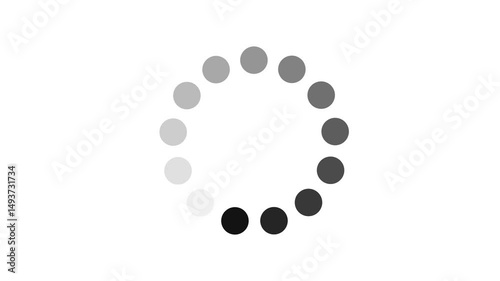 Spinning loading circle animation icon with dotted progress on white background.