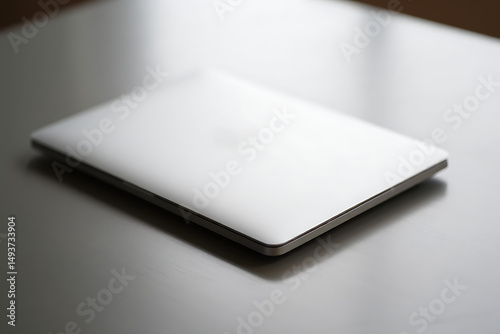 White Laptop Minimalist Office Desk