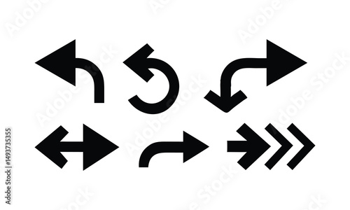 This is a vector set featuring various arrow icons and symbols for web design and business direction