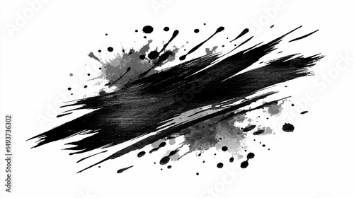 Ink streak with splatters dramatic and abstract