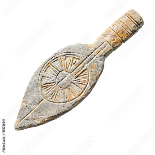 A Stone Arrow with Mississippian Sun Calendars Nati Isolated on Transparent Background