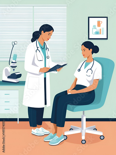 Obgyn Doctor and Patient Illustration