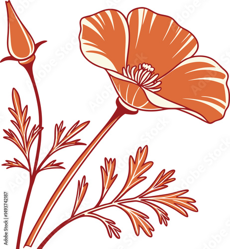 California flower clipart vector design awesome