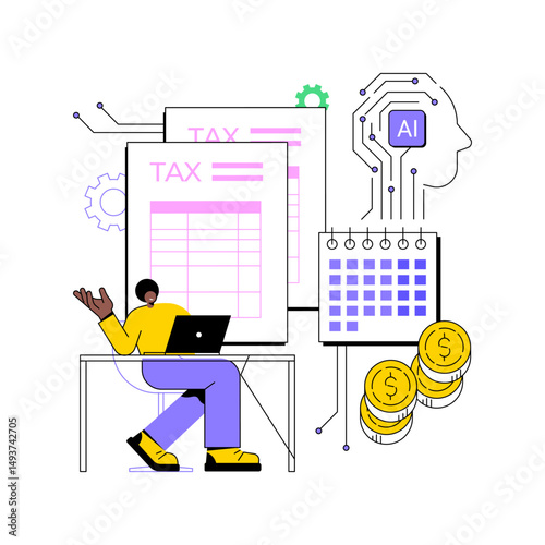 AI-Backed Tax Planning abstract concept vector illustration.