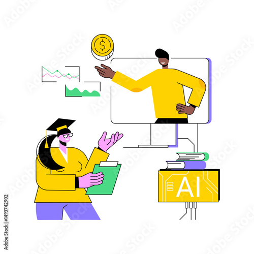 AI-Powered Financial Literacy abstract concept vector illustration.