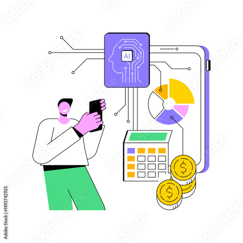 AI-Enhanced Expense Tracking abstract concept vector illustration.