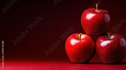   Three Red Apples Stacked