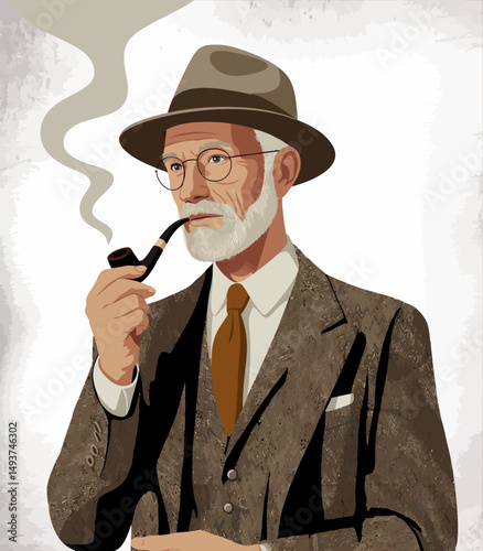 Vintage Man with Pipe