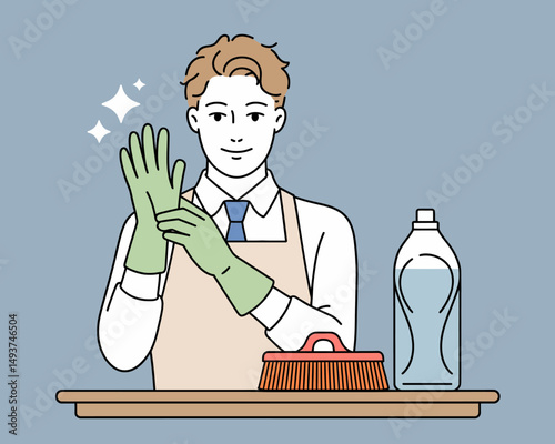 Mother and Son Washing Dishes