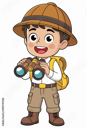 Young Explorer with Binoculars