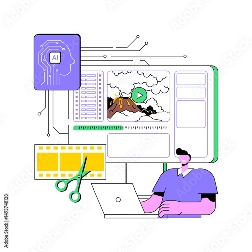 AI-Powered Video Creation abstract concept vector illustration.