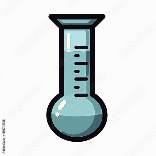 Illustration of a Graduated Cylinder with Blue Liquid for Scientific Measurement and Experimentation