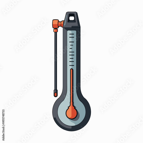 Illustration of a Gray and Red Thermometer with Measurement Scale for Temperature