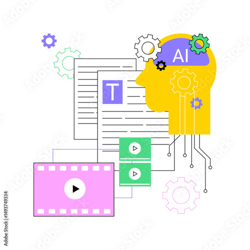 AI-Powered Scriptwriting abstract concept vector illustration.