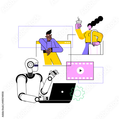 AI-Powered Visual Storytelling abstract concept vector illustration.