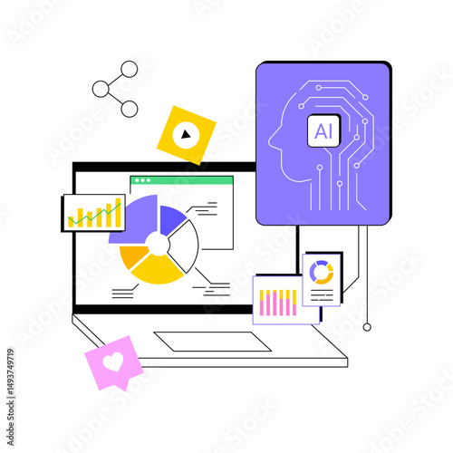 AI-Enhanced Content Performance Analytics abstract concept vector illustration.