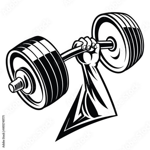 Strong arm lifting heavy dumbbell weightlifting fitness exercise graphic