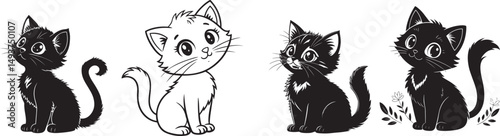 Black and white vector silhouettes show wheat, a cute bird, and a happy cartoon man