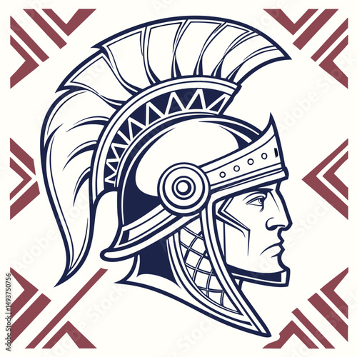 Profile view of a roman centurion in a detailed helmet graphic design